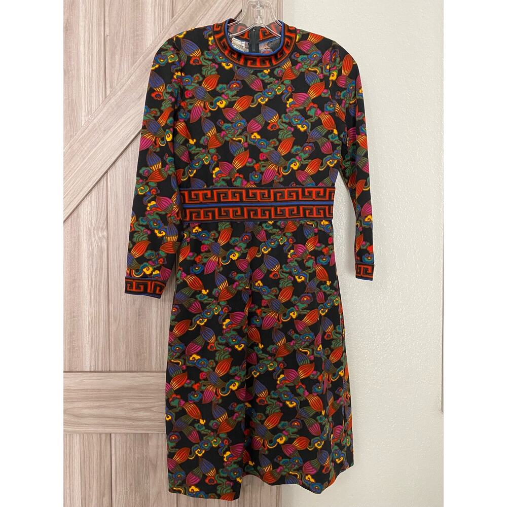 Vintage Goldworm long sleeve, geometric, and floral print dress